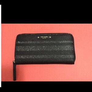 Kate Spade Glitter Stripe Black Wallet